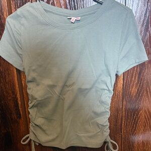 SO Sage Green Ruched Short Sleeve Tee